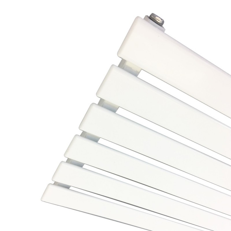 850mm (w) x 440mm (h) "Corwen" White Flat Panel Horizontal Radiator (6 Sections) - Closeup