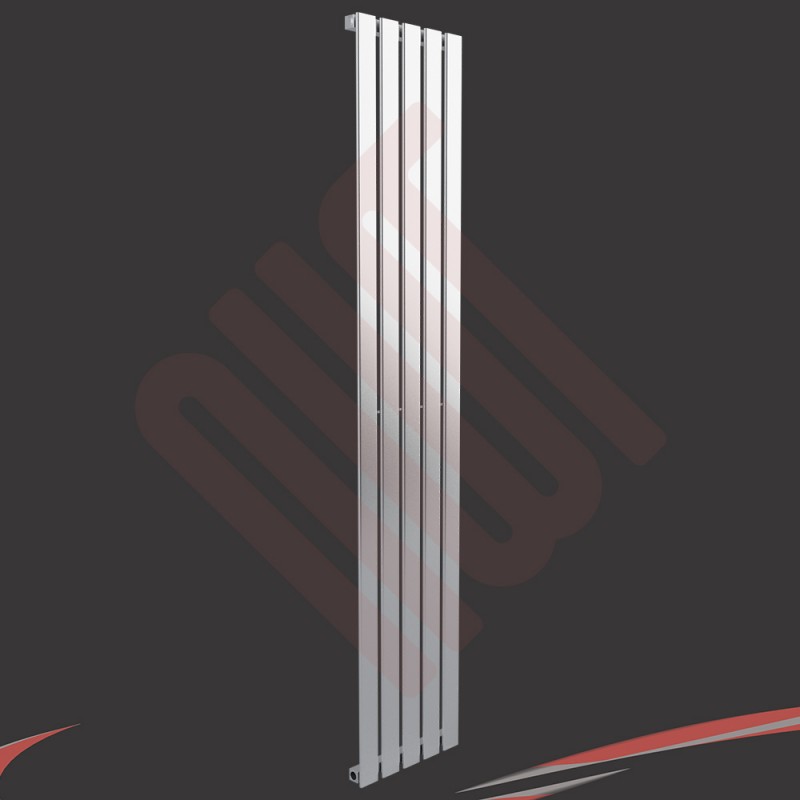 360mm (w) x 1850mm (h) "Corwen" Chrome Flat Panel Vertical Radiator (5 Sections)