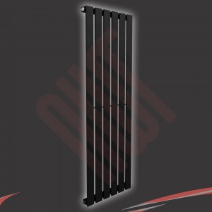 440mm (w) x 1250mm (h) "Corwen" Black Flat Panel Vertical Radiator (6 Sections)