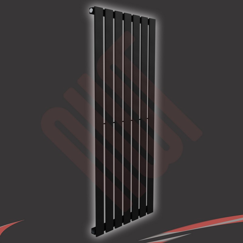516mm (w) x 1250mm (h) "Corwen" Black Flat Panel Vertical Radiator (7 Sections)