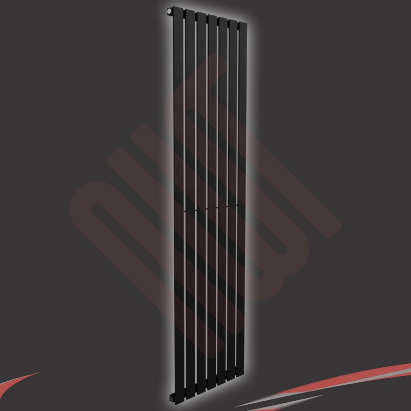 516mm (w) x 1850mm (h) "Corwen" Black Flat Panel Vertical Radiator (7 Sections)