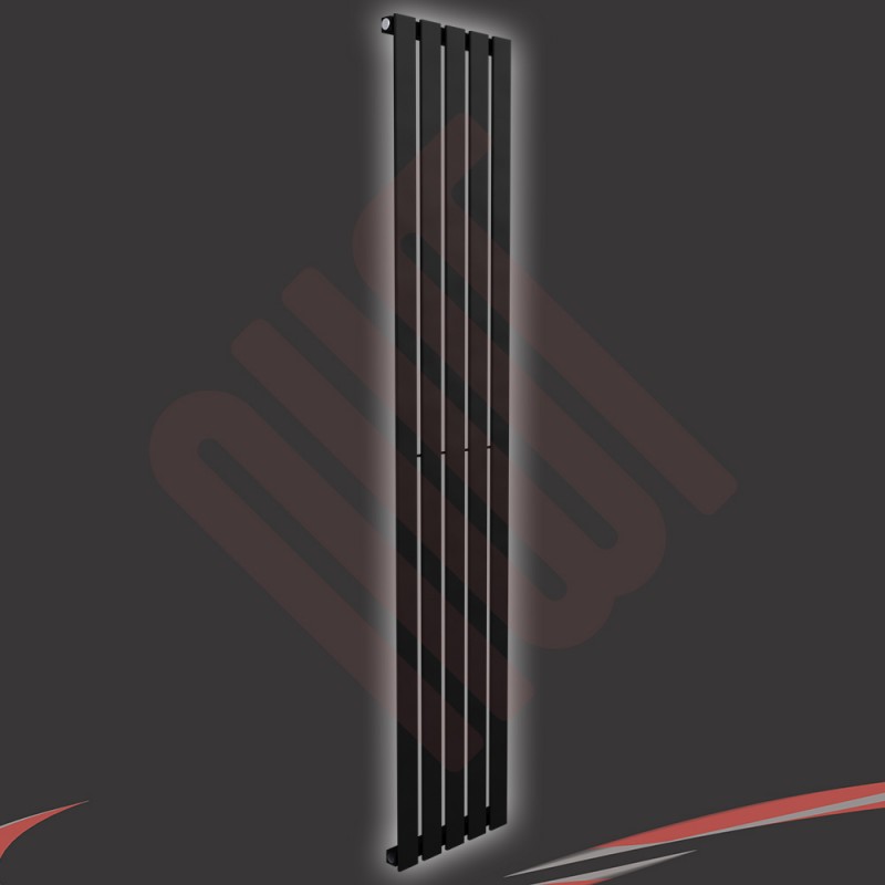 360mm (w) x 1850mm (h) "Corwen" Black Flat Panel Vertical Radiator (5 Sections)