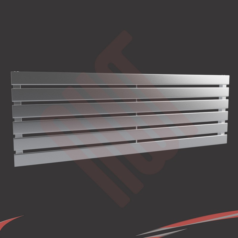 1250mm (w) x 440mm (h) "Corwen" Chrome Flat Panel Horizontal Radiator (6 Sections)