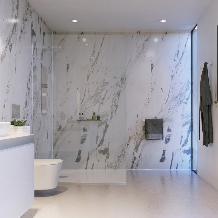 Lightning Marble - Showerwall Panels - Insitu