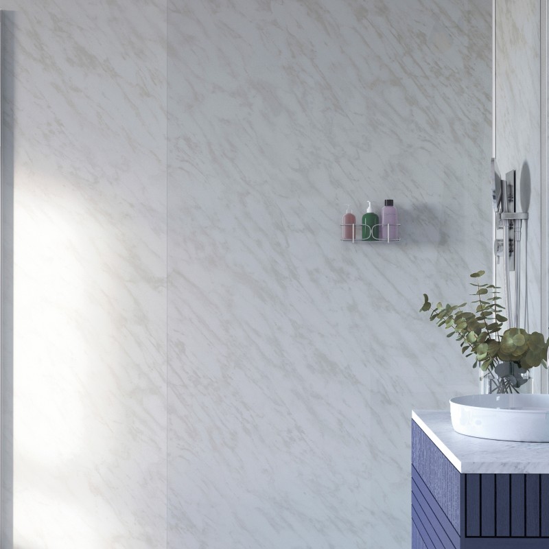 Carrara Marble - Showerwall Panels - Insitu