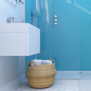 Azure Solid Colour Acrylic - Showerwall Panels - Insitu