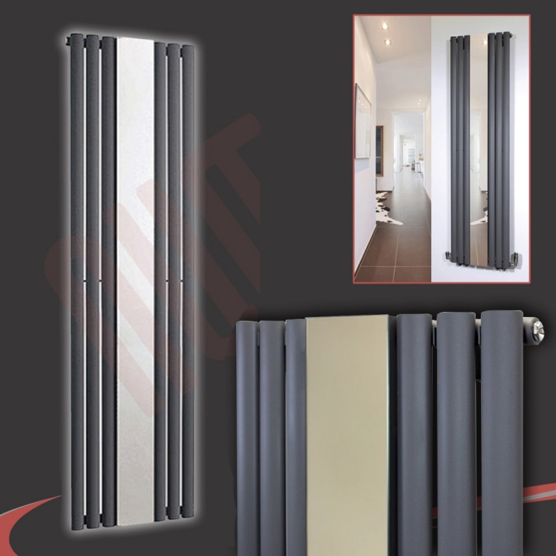 499mm (w) x 1800mm (h) Brecon Anthracite Mirror Radiator