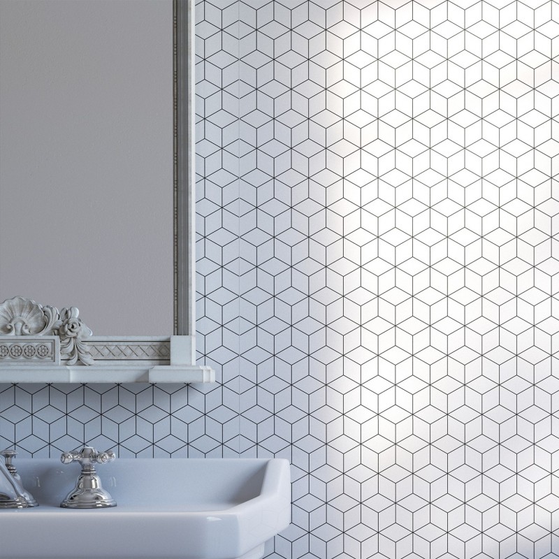 Geo Cube Patterned Acrylic - Showerwall Panel - Insitu