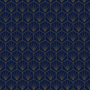 Navy & Mustard Deco Tile Patterned Acrylic - Showerwall Panel - Swatch
