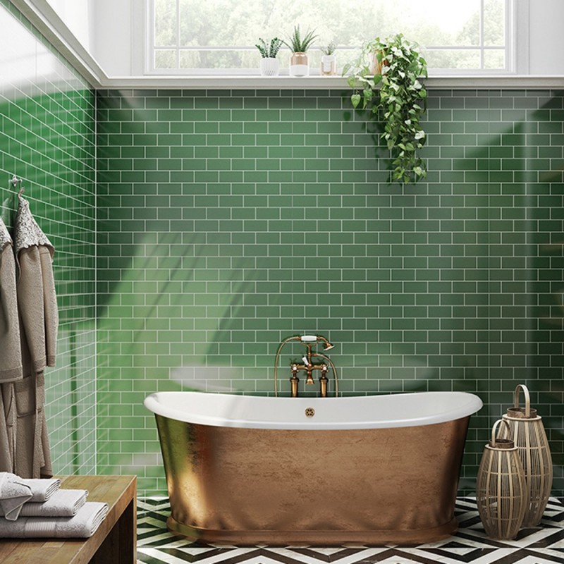 Emerald Subway Patterned Acrylic - Showerwall Panel - Insitu