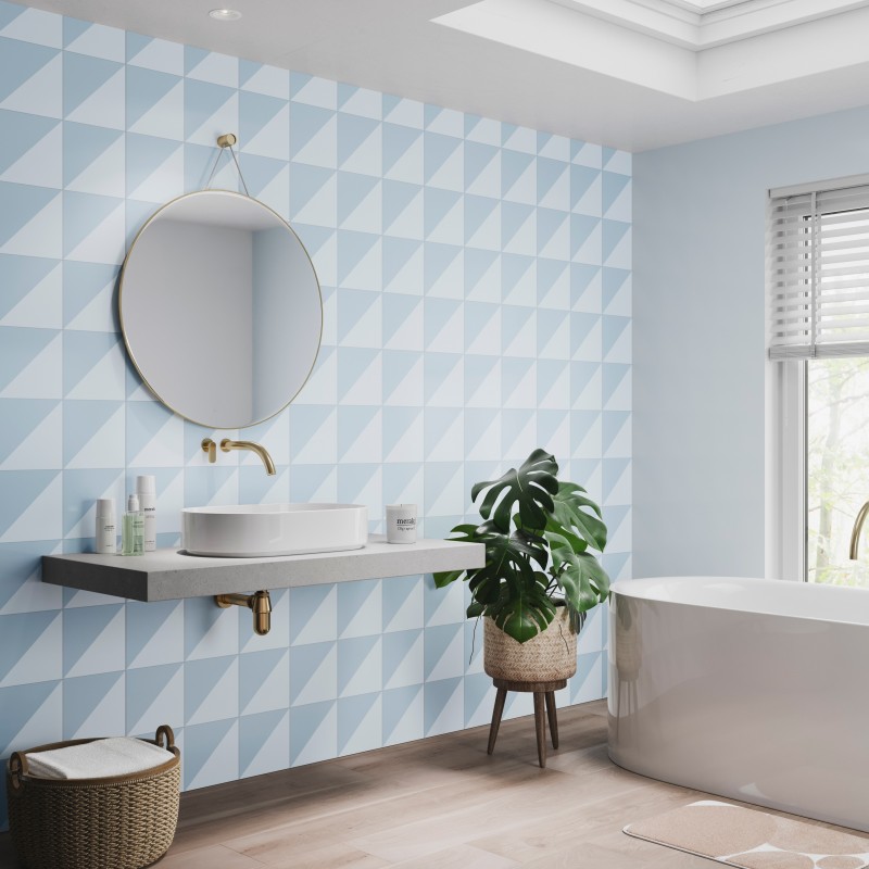 Sky Grafito Tile Patterned Acrylic - Showerwall Panel - Insitu