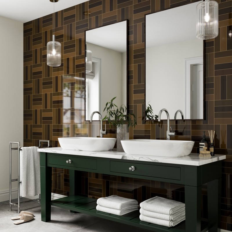 Bronze Square Parquet Acrylic - Showerwall Panel - Insitu