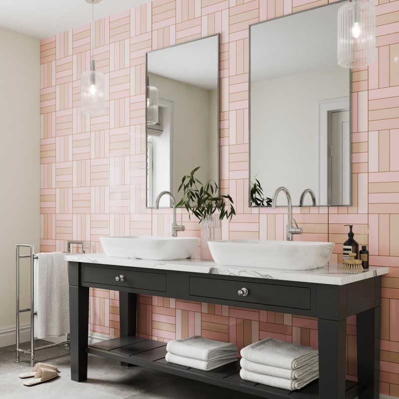 Marshmallow Square Parquet Acrylic - Showerwall Panel - Insitu