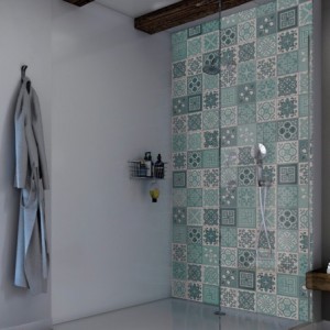 Turquoise Victorian Tile Acrylic - Showerwall Panel
