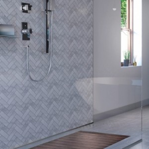 Herringbone Tile Acrylic - Showerwall Panel - Insitu