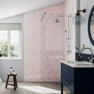 Blush Victorian Floral Print Acrylic - Showerwall Panel