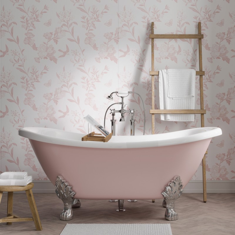 Blush Vintage China Acrylic - Showerwall Panel - Insitu