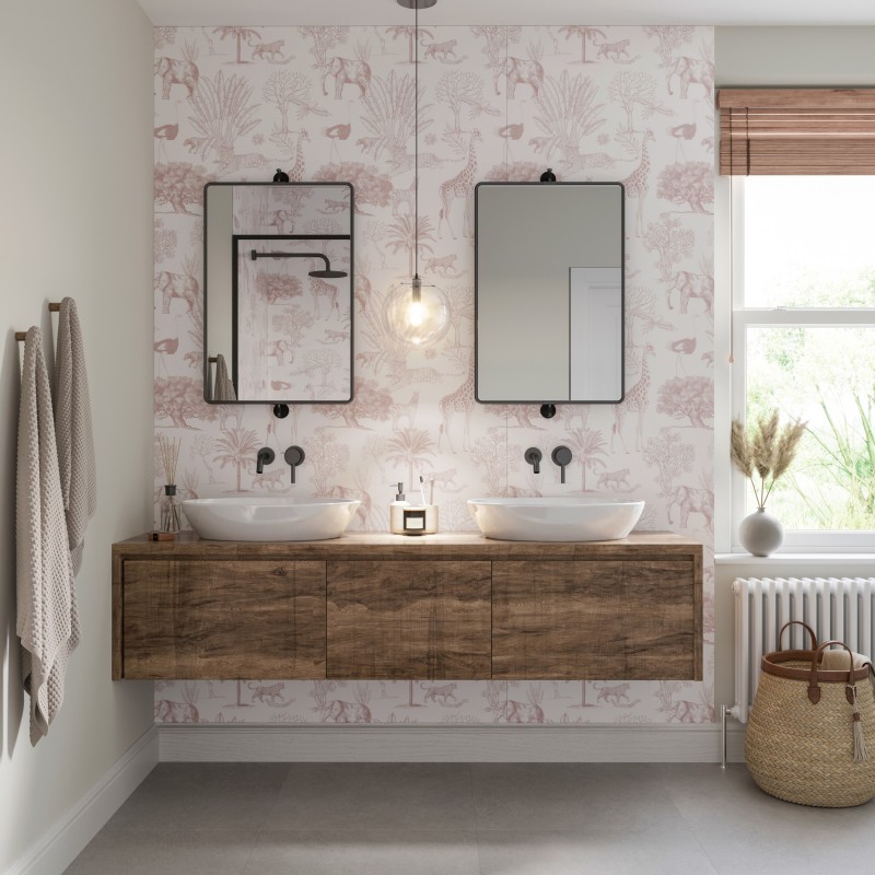 Dusky Pink Savannah Acrylic - Showerwall Panel - Insitu