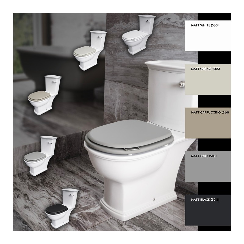 "Washington" 360mm(w) x 795mm(h) Close Coupled Traditional Toilet (Includes White Wood Soft Close Seat)