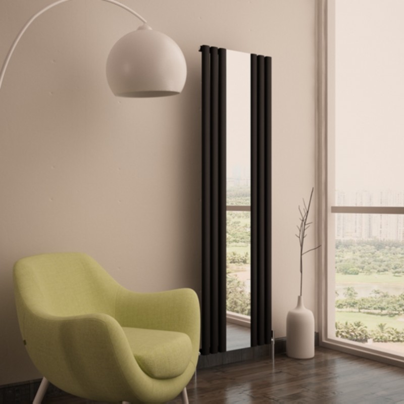 Carisa Tallis Mirror Aluminium Vertical Designer Radiators Black