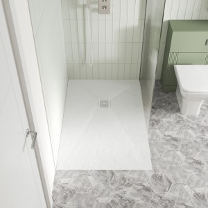 White Slate Slimline Rectangular Shower Trays