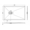 White Slate Slimline Rectangular Shower Tray 1400 x 900mm - Technical Drawing