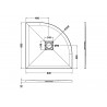 Black Slate Slimline Quadrant Shower Tray 800 x 800mm - Technical Drawing
