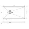 Black Slate Slimline Rectangular Shower Tray 1400 x 800mm - Technical Drawing