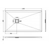 Grey Slate Slimline Rectangular Shower Tray 1400 x 800mm - Technical Drawing