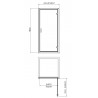 Matt Black Rene Hinged Shower Door 800mm - Technical Drawing