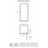 Chrome Rene Pivot Shower Door 760mm - Technical Drawing