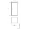 Chrome Rene Hinged Shower Door 700mm - Technical Drawing