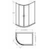 Matt Black Rene Offset Quadrant Shower Enclosure 1000 x 800mm - Technical Drawing