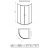 Chrome Rene Quadrant Shower Enclosure 800x800mm - Technical Drawing