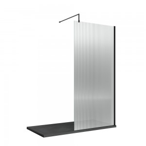 Matt Black Fluted Wetroom Glass Screen 800 x 1850 x 8mm - Main