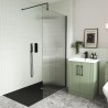 Matt Black Fluted Wetroom Glass Screen 800 x 1850 x 8mm - Insitu