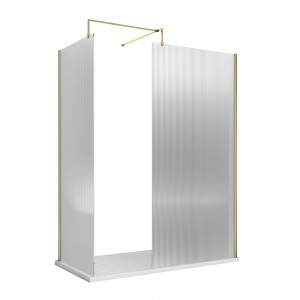 Brushed Brass Fluted Wetroom Glass Screens