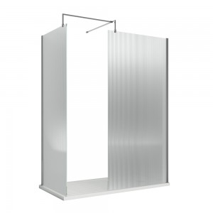 Wall Fixed 8mm Fluted Wetroom Glass Screens 1850mm(H) - Chrome