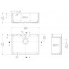 Fireclay Butler Sink with Tap Ledge, Tap Hole & Overflow 595 x 450 x 220mm - Technical Drawing