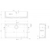 Fireclay Butler Sink with Overflow 795 x 500 x 220mm - Technical Drawing