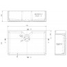 Fireclay Butler Sink with Tap Ledge 795 x 500 x 220mm - Technical Drawing