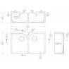 Fireclay Butler Sink 2 Bowl with Flush Weir, Tap Hole & Overflows 795 x 500 x 220mm - Technical Drawing