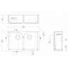 Fireclay Butler Sink 2 Bowl with Stepped Weir 795 x 500 x 220mm - Technical Drawing