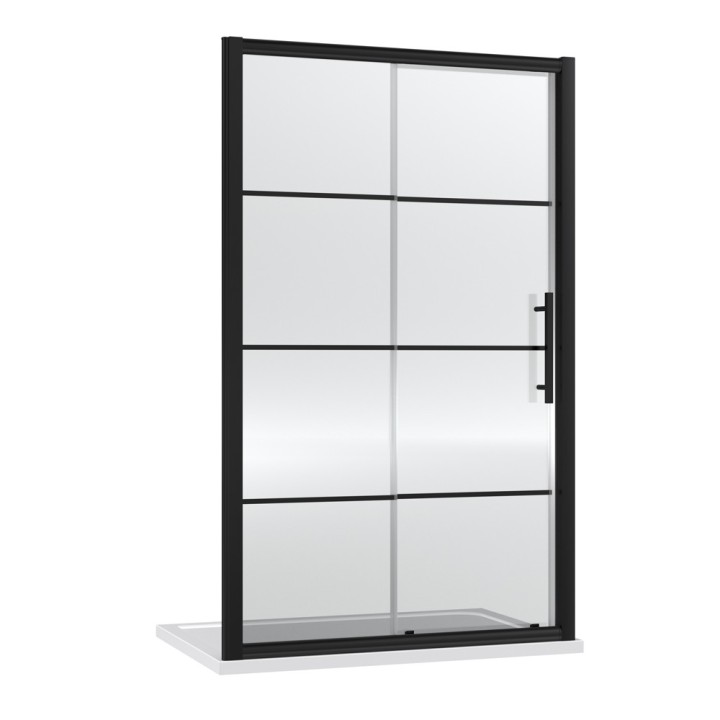 Apex Matt Black 1200mm Sliding Shower Door - Main