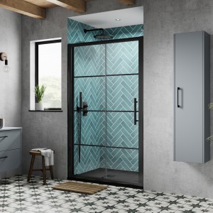 Apex Matt Black Sliding Shower Doors