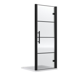 Apex Matt Black 800mm Hinged Shower Door - Main