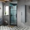 Apex Matt Black 800mm Hinged Shower Door - Insitu
