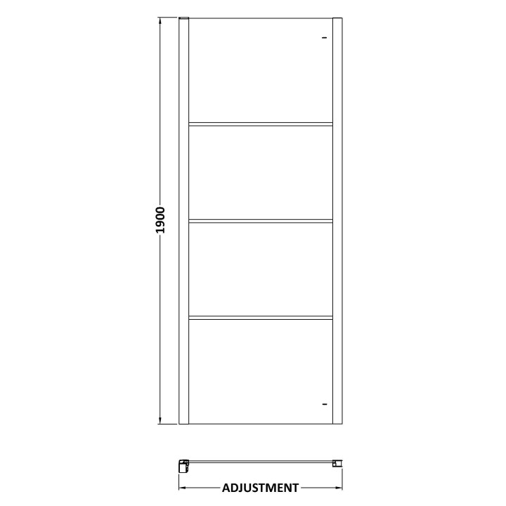 Apex Matt Black 800mm Side Shower Panel - Technical Drawing