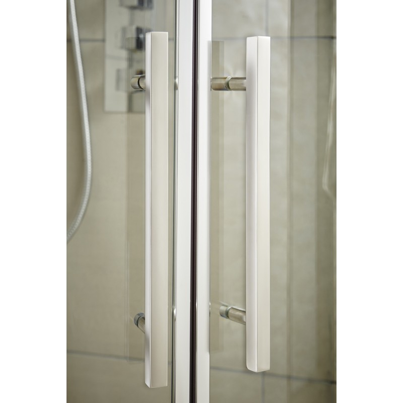 Apex Chrome Offset Quadrant Shower Enclosure 900 x 800mm - Insitu