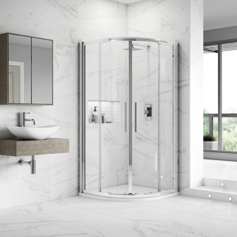 Apex Chrome Quadrant Shower Enclosure 800x800mm - Insitu